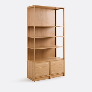 Eiken gefineerde boekenkast, 2 deuren, Senssia