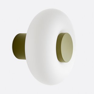 Wand- of plafondlamp, ijzer en opaline glas, diameter 21,5 cm, OMER