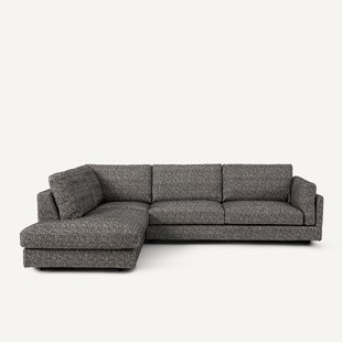Omvormbare hoekbank met longchair, bouclettestof, César