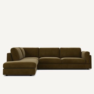 Omvormbare bank met hoek en longchair, fluweel, CÉSAR