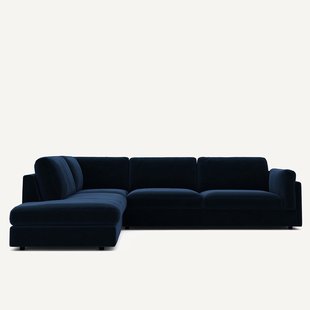 Omvormbare bank met hoek en longchair, fluweel, CÉSAR