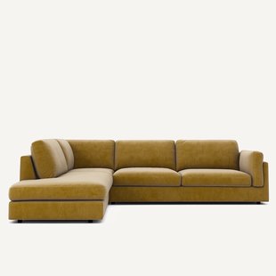 Omvormbare bank met hoek en longchair, fluweel, CÉSAR