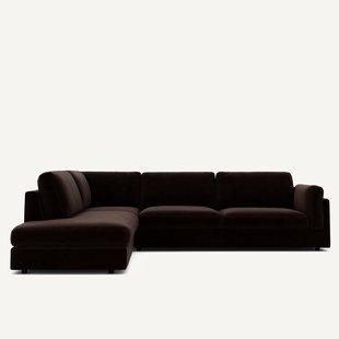 Omvormbare bank met hoek en longchair, fluweel, CÉSAR