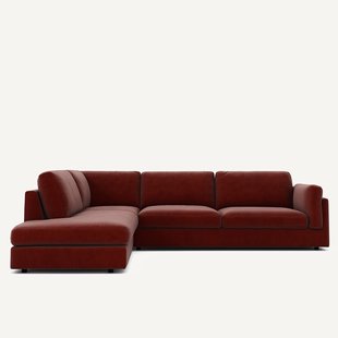 Omvormbare bank met hoek en longchair, fluweel, CÉSAR