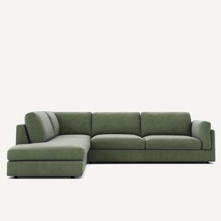 Omvormbare bank met hoek en longchair, fluweel, CÉSAR