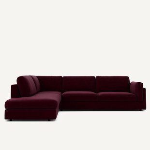 Omvormbare bank met hoek en longchair, fluweel, CÉSAR