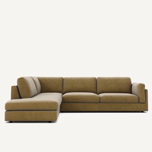 Omvormbare bank met hoek en longchair, fluweel, CÉSAR