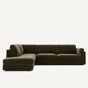 Omvormbare bank met hoek en longchair, fluweel, CÉSAR