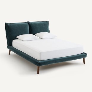Fluwelen 2-persoons bed, Aurore, ontwerp Emmanuel Gallina