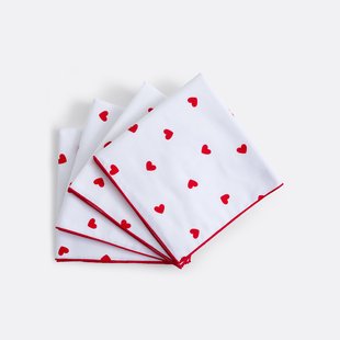 Set van 4 katoenen servetten, hartenprint, SCACCO