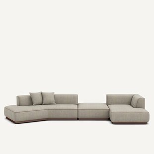 Bank met rechte hoek met tweed voetensteun, JACOPO