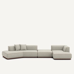 Bank met rechte hoek met tweed voetensteun, JACOPO