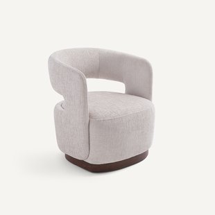 Fluwelen draaifauteuil met walnootfineer onderstel, JESPER