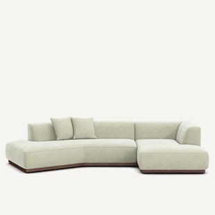Rechte open hoekbank in stonewashed fluweel, JACOPO