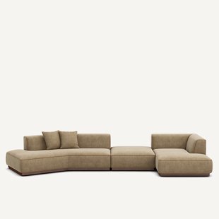 Open bank met hoek rechts met voetensteun in stonewashed fluweel, JACOPO