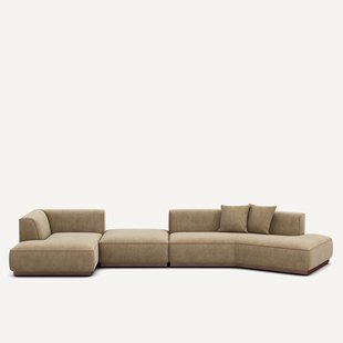 Open bank met hoek links met voetensteun in stonewashed fluweel, JACOPO