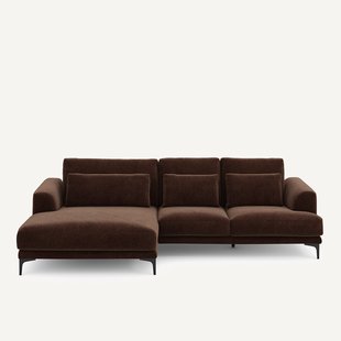 XL hoekbank links in chenille fluweel, MARSILE