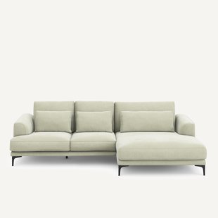 XL longchair met rechterhoek van stonewashed fluweel, MARSILE
