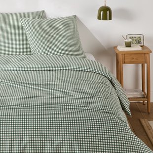 Beddengoed 30% gerecycled katoen, vierkante kussensloop, geruit, LESIA
