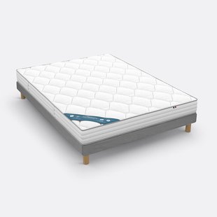 Set met latexmatras met traagschuim en gestoffeerde lattenbodem