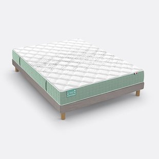 Set met stevige latexmatras voor gevoelige rug met 5 zones + gestoffeerde lattenbodem