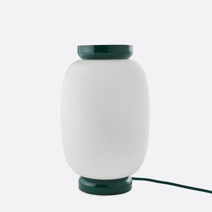 Tafellamp van gegroefd opalineglas en ijzermetaal, TILAN