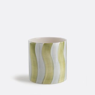 Bloempot met strepen van geglazuurd keramiek, diameter 14 cm, TOUMA