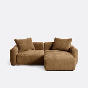 Modulaire bank, rechterhoek, met longchair van jacquard chenille, AMAD