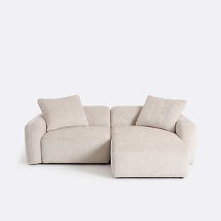 Modulaire bank, rechterhoek, met longchair van jacquard chenille, AMAD