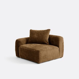 Halfzits met armleuning links voor modulaire eenheden, in jacquard chenille, AMAD