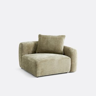 Halfzits bank met rechte armleuning, jacquard chenille, AMAD