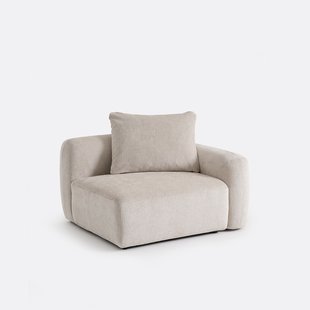 Halfzits bank met rechte armleuning, jacquard chenille, AMAD