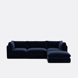 Modulaire 3-zitsbank met poef, gemêleerd polyester, Malo