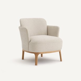 Fauteuil, massief eiken en stof met structuur, JABOTE
