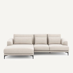 XL hoekbank met longchair, links, in gemêleerd canvas, MARSILE