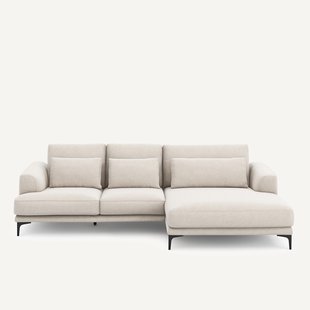 XL hoekbank rechts met longchair, gemêleerd canvas, MARSILE