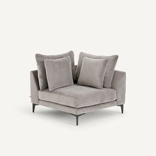 Hoekbank in stone-kleurig fluweel, MODERNISTE, ontwerp van Emmanuel Gallina