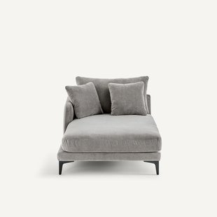 Longchair in stone-kleurig fluweel, MODERNISTE, ontwerp van Emmanuel Gallina