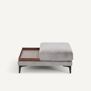 Voetensteun met dienblad, in stonewashed fluweel, MODERNISTE, ontwerp Emmanuel Gallina