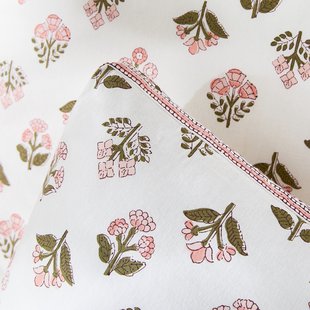 Kussensloop voor kinderen, gewassen katoen, bloemenprint, VANDI ÉCRU