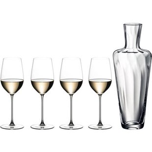 Riedel Wijnglazenset - Witte Wijnglazen - Veritas - Rieseling / Zinfandel + Wine Friendly Decanter
