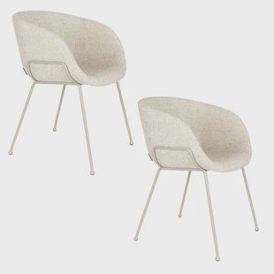 Zuiver Feston Eetkamerstoelen Armleuning Beige - Set van 2