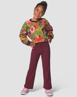 HEMA Kinderkledingset regular fit rib bloemen bordeauxrood (bordeauxrood)