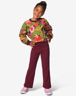 HEMA Kinderkledingset regular fit rib bloemen bordeauxrood (bordeauxrood)