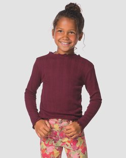 HEMA Kinder T-shirt pointelle bordeauxrood (bordeauxrood)