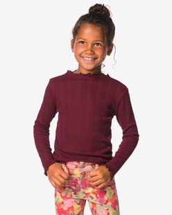HEMA Kinder T-shirt pointelle bordeauxrood (bordeauxrood)
