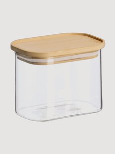 Opbergpotten Pure van borosilicaatglas met bamboe deksels, 6-delig