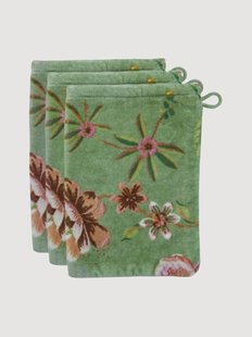 Velours &amp; badstof katoenen washandjes Secret Garden, 3-delig