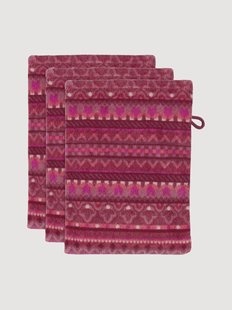 Velours &amp; badstof katoenen washandjes Geometric Print, 3-delig