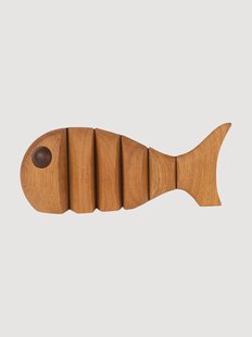 Handgemaakt decoratief object Fish van eikenhout